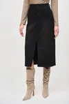 Joseph Ribkoff Front Slit Midi Jean Skirt In Black Denim In Black