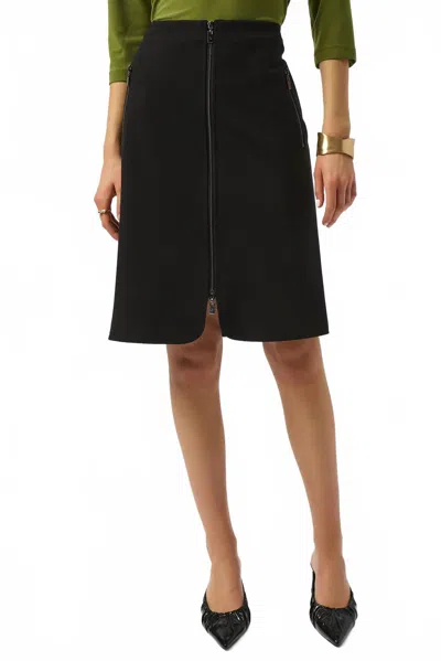 Joseph Ribkoff Front Zip Heavy Knit Midi Skirt In Black
