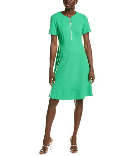 Joseph Ribkoff Front Zipper A-line Dress In Green