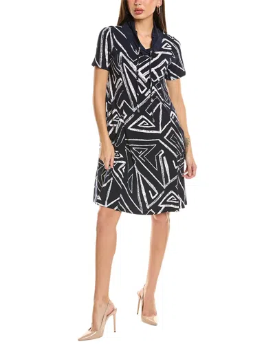 Joseph Ribkoff Funnel Neck Midi Dress In Blue