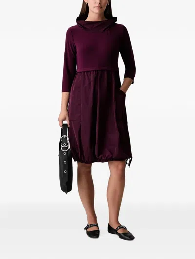 Joseph Ribkoff Funnel-neck Drawstring-hem Mini Dress In Purple