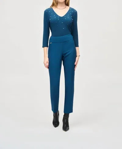 Joseph Ribkoff Fux Twill Slim Pants In Nightfall In Multi