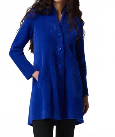 Joseph Ribkoff Fuzzy Button-down Long Coat In Royal Sapphire In Blue