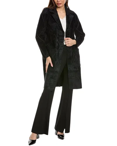 Joseph Ribkoff Fuzzy Eyelash Coat In Black