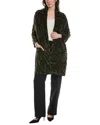 Joseph Ribkoff Embossed Jacquard Knit Coat In Black Iguana In Green