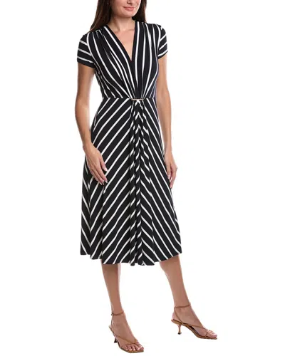 Joseph Ribkoff Gathered Front Midi Dress In Black