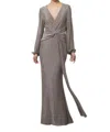 Joseph Ribkoff Gathered Gown In Taupe In Grey