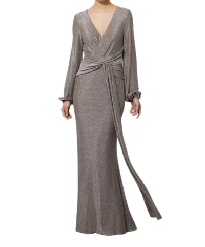 Joseph Ribkoff Gathered Gown In Taupe In Grey