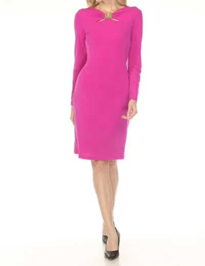 Joseph Ribkoff Gathered Keyhole Neck Mini Dress In Cosmo Purple In Multi