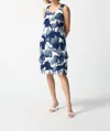 Joseph Ribkoff Gauze Scenery Print Cocoon Dress In Midnight Blue/vanilla In Blue