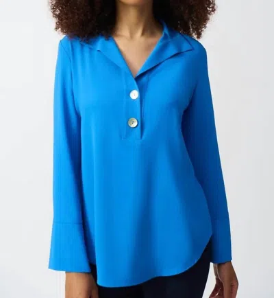 Joseph Ribkoff Gauze Straight Top In Coastal Blue