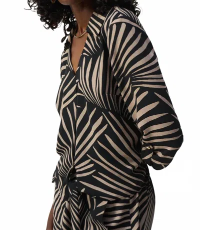Joseph Ribkoff Gauze Tropical Print Top In Black Dune