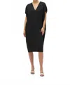 Joseph Ribkoff Gauze V-neck Midi Cocoon Dress In Black In Black