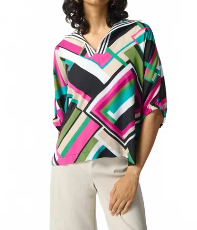 Joseph Ribkoff Geo Print Blouse In Black/multi