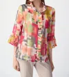 Joseph Ribkoff Geo Print Ruffled Jacket In Multi In Multi