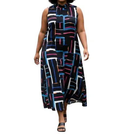 Joseph Ribkoff Geo Print Sleeveless Maxi Dress In Multi