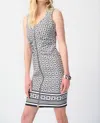 Joseph Ribkoff Geo Print Zip Front Dress In Vanilla/black