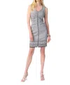 Joseph Ribkoff Geo Print Zip Front Dress In Vanilla/black In Multi