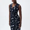 Joseph Ribkoff Geo Runched Front Dress In Vanillamidnightblu In Multi