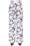 Joseph Ribkoff Geometric Belted Wide Leg Pants In Vanilla/midnight Blue In Multi