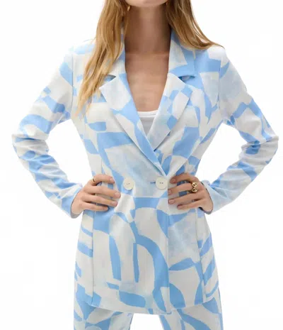 Joseph Ribkoff Geometric Double Breast Blazer In Blue/beige In Brown