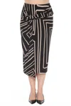 Joseph Ribkoff Geometric Faux Wrap Midi Skirt In Black/beige In Black
