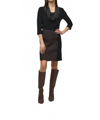 Joseph Ribkoff Geometric Jacquard A-line Skirt In Black/brown