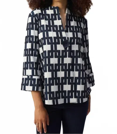 Joseph Ribkoff Geometric Jacquard Blouse/jacket In Multi In Blue