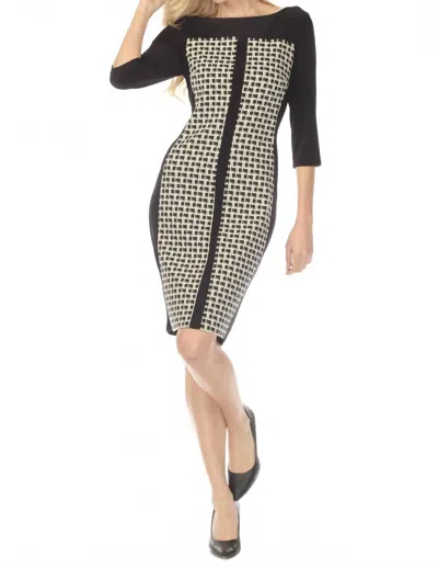 Joseph Ribkoff Geometric Jacquard Mini Dress In Black/off-white In Multi