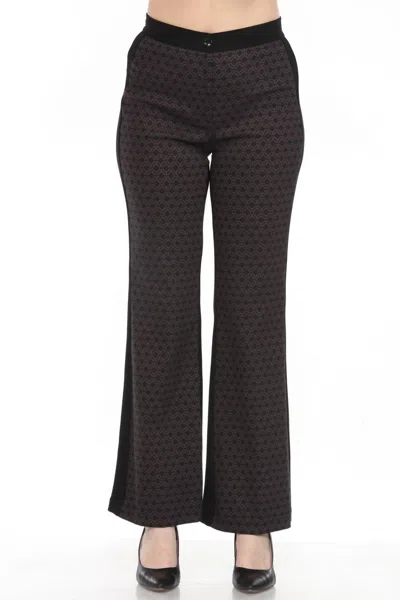 Joseph Ribkoff Geometric Jacquard Trouser In Black/brown
