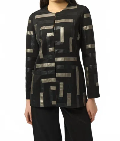 Joseph Ribkoff Geometric Long-sleeve Formal Shirt Jacket In Black Multi