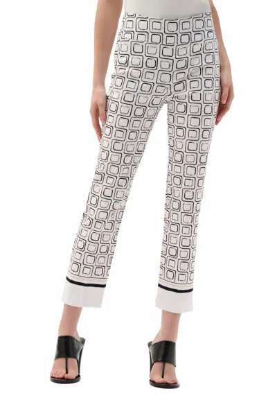 Joseph Ribkoff Geometric Mid-rise Trousers In Vanilla Multi In White