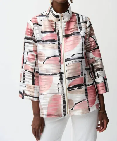 Joseph Ribkoff Geometric Organza Boxy Jacket In Vanilla/multi