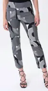 JOSEPH RIBKOFF GEOMETRIC PRINT CROPPED PANTS IN VANILLA BLACK