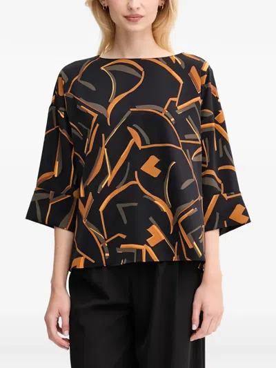 JOSEPH RIBKOFF GEOMETRIC-PRINT FLARED-SLEEVE BLOUSE