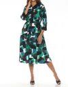 Joseph Ribkoff Geometric Print Midi Shirt Dress In Vanilla/multi