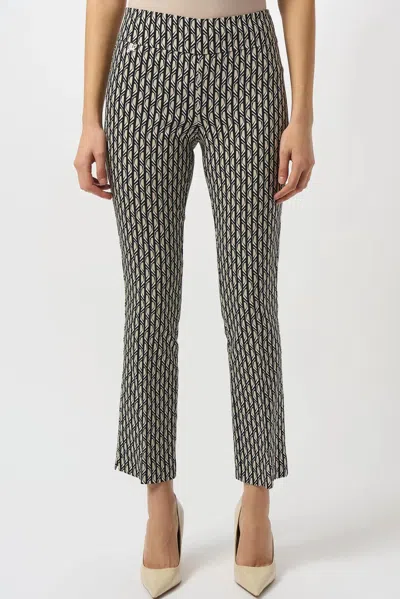 Joseph Ribkoff Geometric Print Pull-on Straight Leg Pants In Black/moonstone In Multi