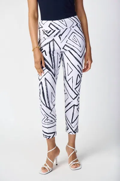 JOSEPH RIBKOFF GEOMETRIC PRINT SILKY PULL-ON PANT IN VANILLA/MIDNIGHT