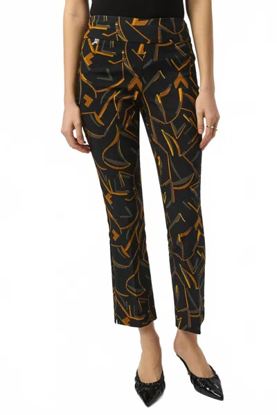 Joseph Ribkoff Geometric Print Straight Leg Pull On Pants In Black Multi