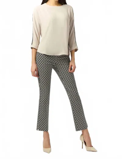 Joseph Ribkoff Geometric Print Straight Leg Pull-on Pants In Black/moonstone In White