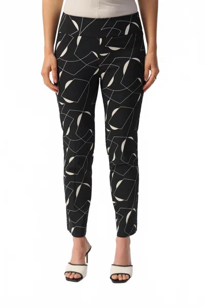 Joseph Ribkoff Geometric Print Straight Pants In Black/moonstone In Multi