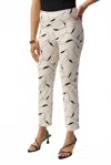 Joseph Ribkoff Geometric Print Straight Pants In Moonstone/black In Multi