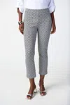 Joseph Ribkoff Geometric Print Stretch Pull On Cropped Pants In Black/white In Multi