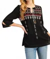 Joseph Ribkoff Geometric Print Top In Black In Black