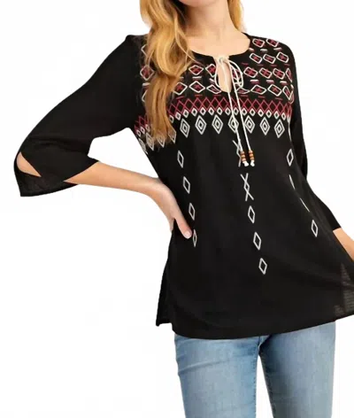 Joseph Ribkoff Geometric Print Top In Black