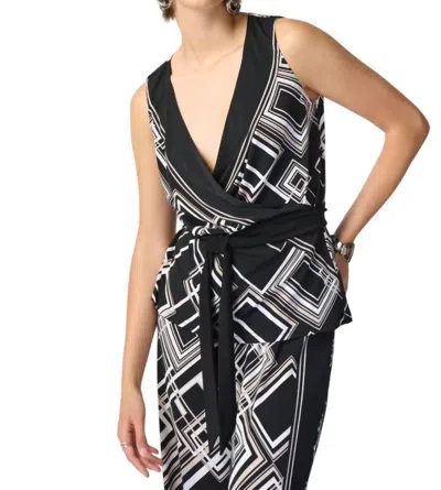 Joseph Ribkoff Geometric Print Wrap Top In Black/multi