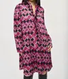 Joseph Ribkoff Satin A-line Dress In Black Multi