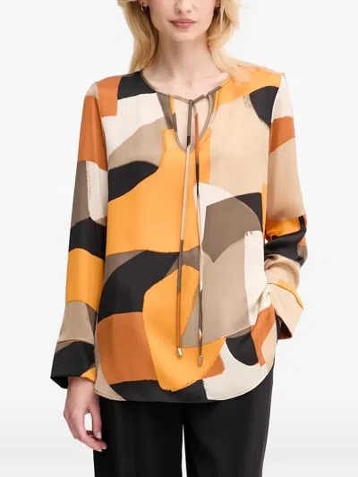 Joseph Ribkoff Geometric Tie-neck Blouse In Multi