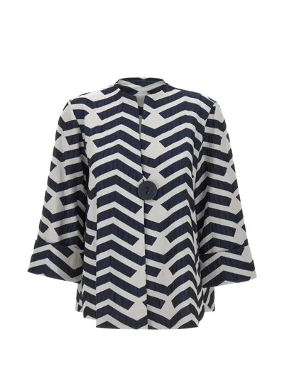 Joseph Ribkoff Geometric-pattern Crinkled Jacket In Multi