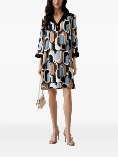 Joseph Ribkoff Geometric-print Shift Dress In Blue
